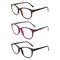 RACHEL Rachel Roy 3 Pack Reading Glasses, Square Frames in Black, Animal Print or Pink with Floral Temples, 1.50 Diopter